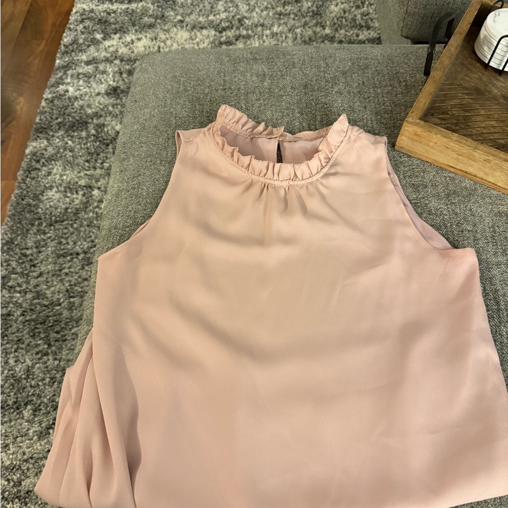 Amazon Blush Pink Ruffle Neck Blouse